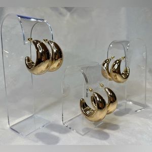 Bottega Inspired Gold Tone Chunky Hoops